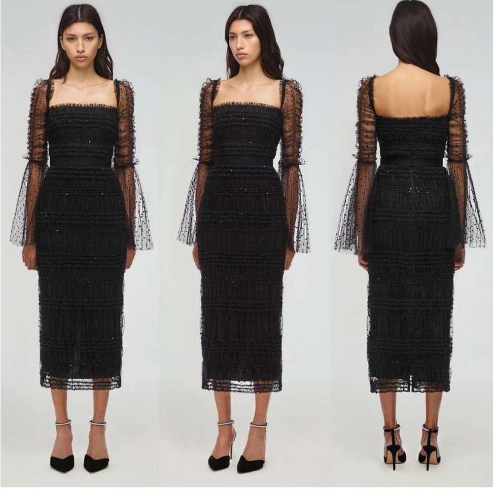 Self portrait black mesh dot dress- sample no tags size 8 - new this season!